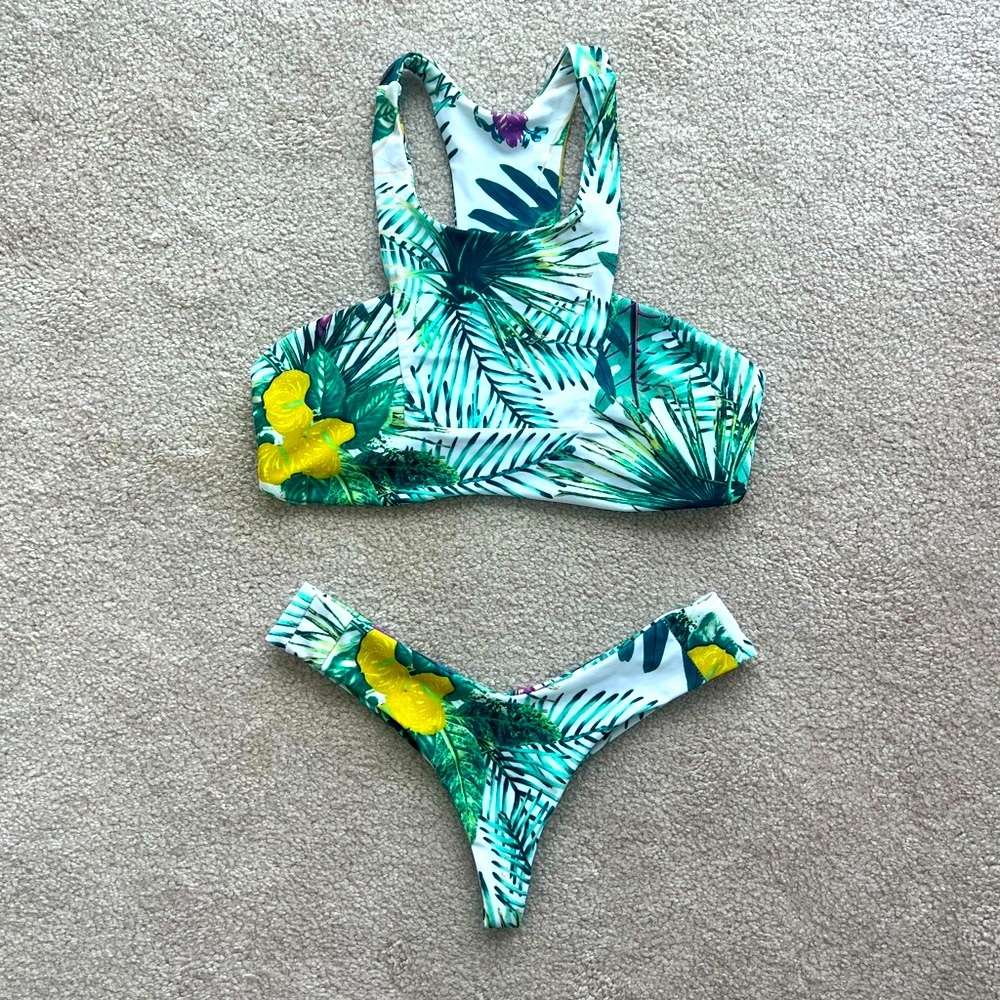 Beach Riot Palm Print Bikini Set